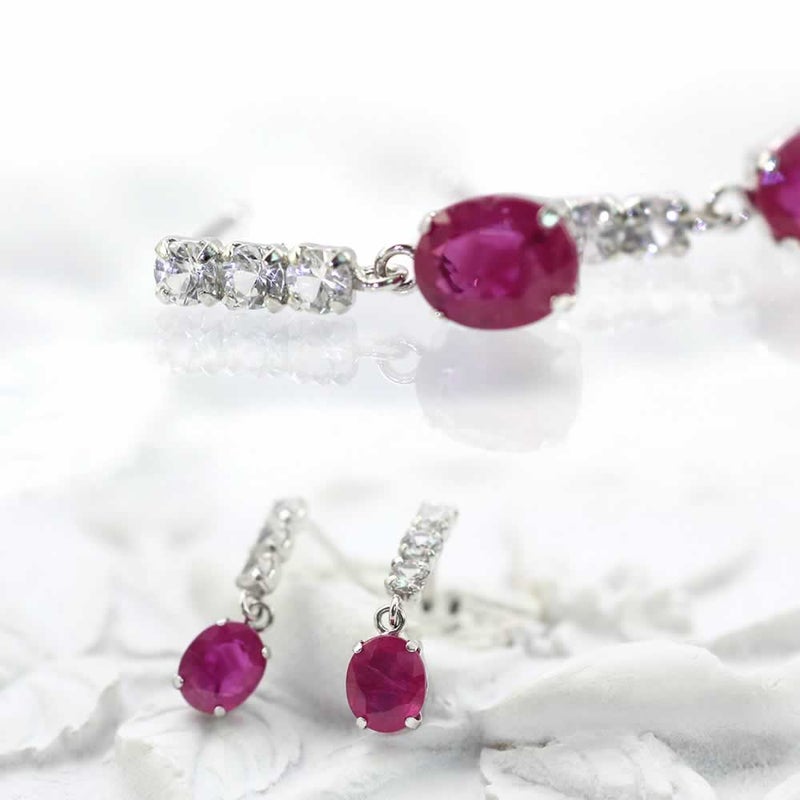 K18WG ルビー＆サファイア ピアス 9月誕生石_03