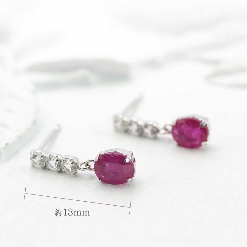 K18WG ルビー＆サファイア ピアス 9月誕生石_05