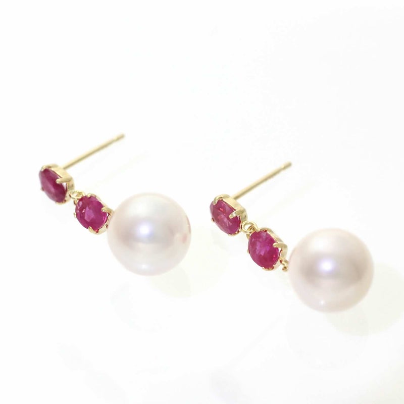 K18YG アコヤ真珠＆ルビー ピアス_03