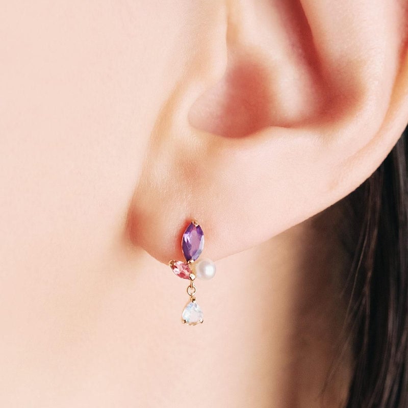 K18YG アメジスト&ピンクトルマリン&淡水真珠&ラブラドライト ピアス_04