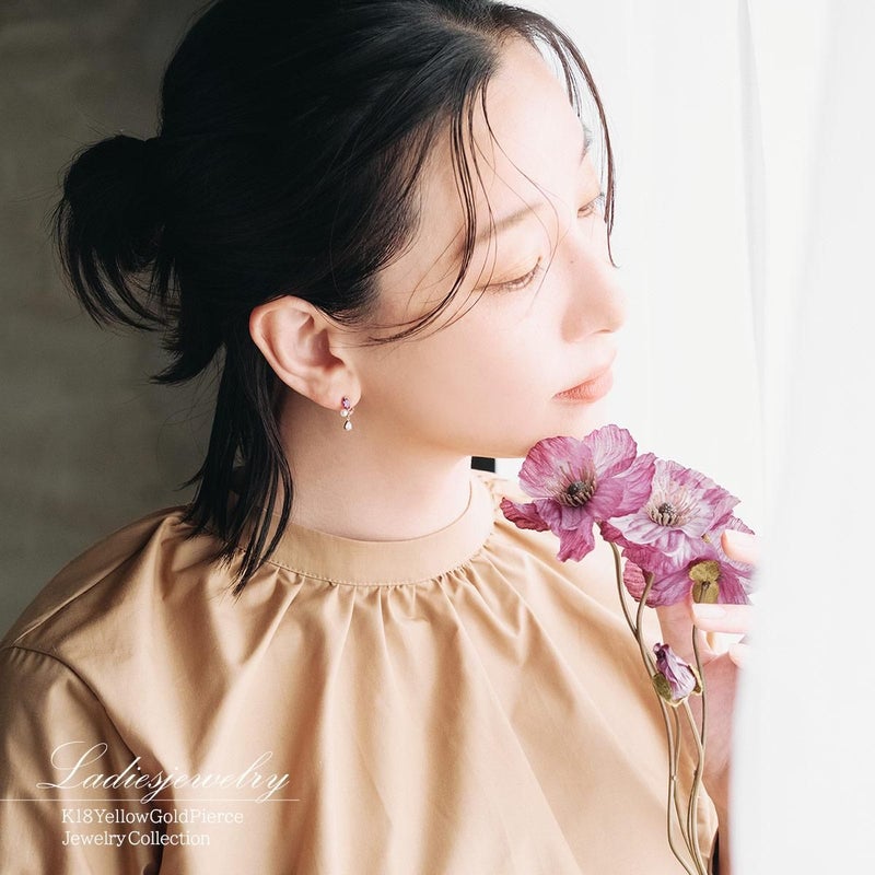 K18YG アメジスト&ピンクトルマリン&淡水真珠&ラブラドライト ピアス_10