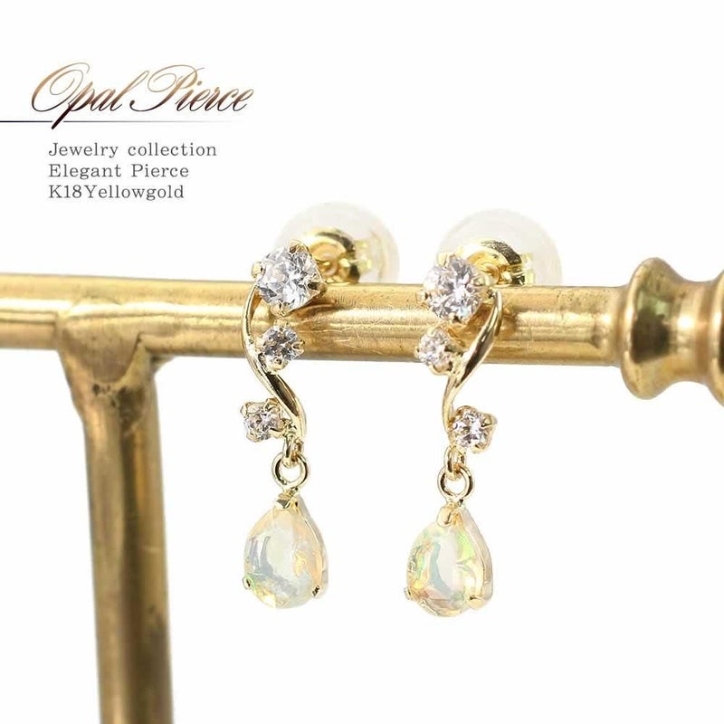 K18YG エチオピアオパール ピアス 10月の誕生石_01