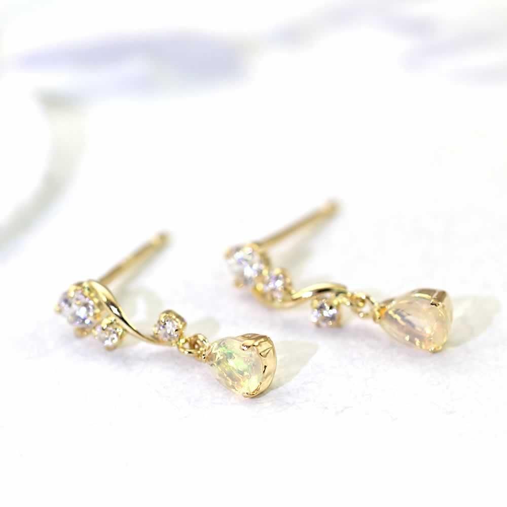 K18YG エチオピアオパール ピアス 10月の誕生石 | Jewelry ROLA