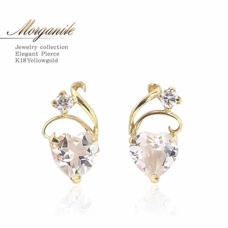 K18YG モルガナイト&ダイヤモンド ハートピアス_01