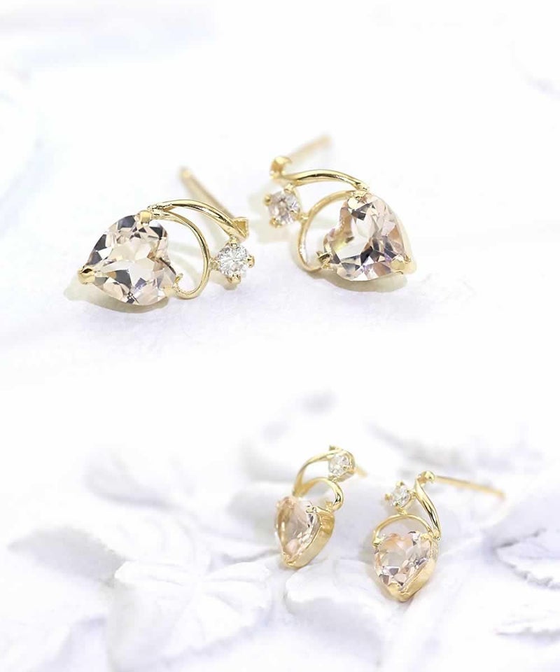 K18YG モルガナイト&ダイヤモンド ハートピアス_03