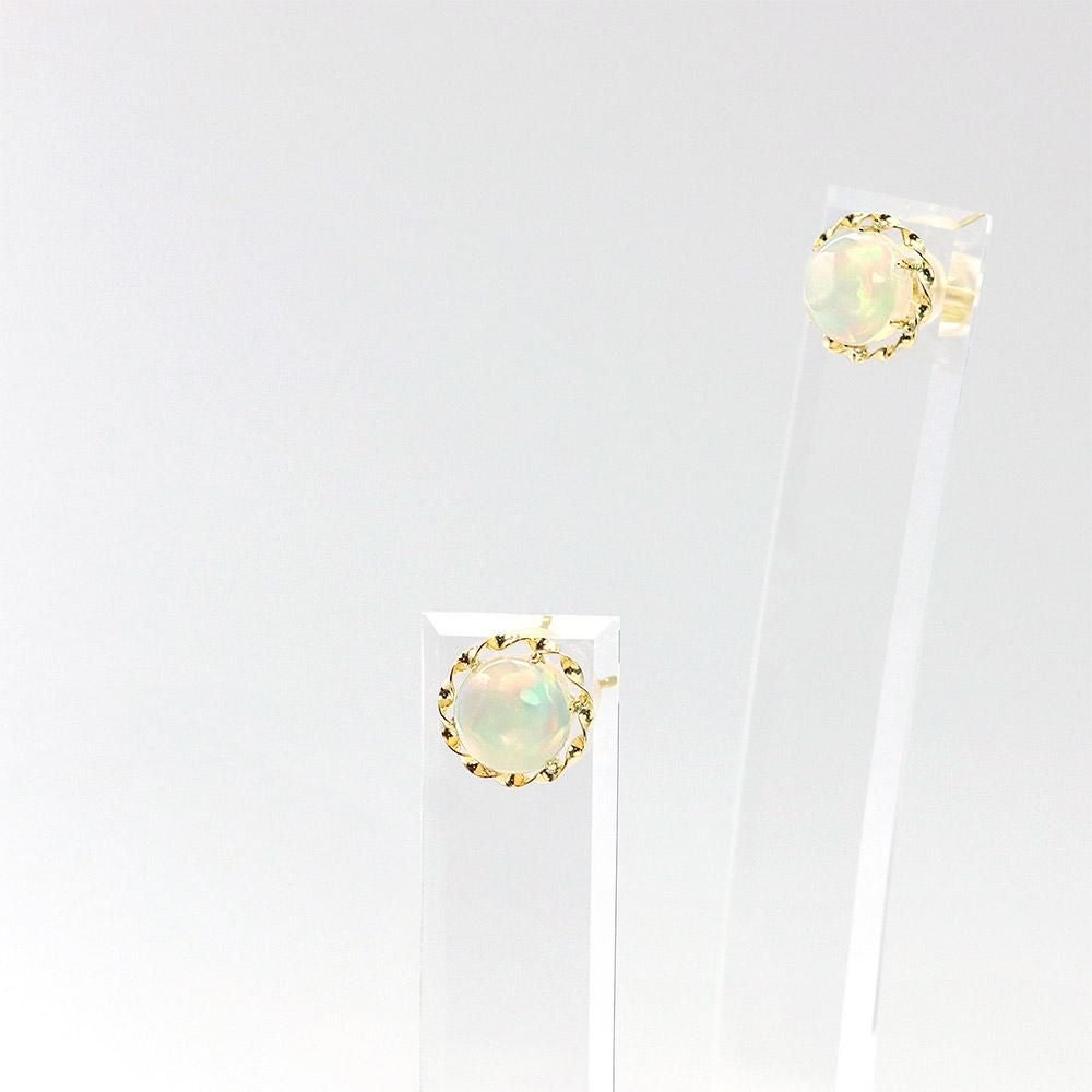K18YG オパール ピアス 10月の誕生石_11