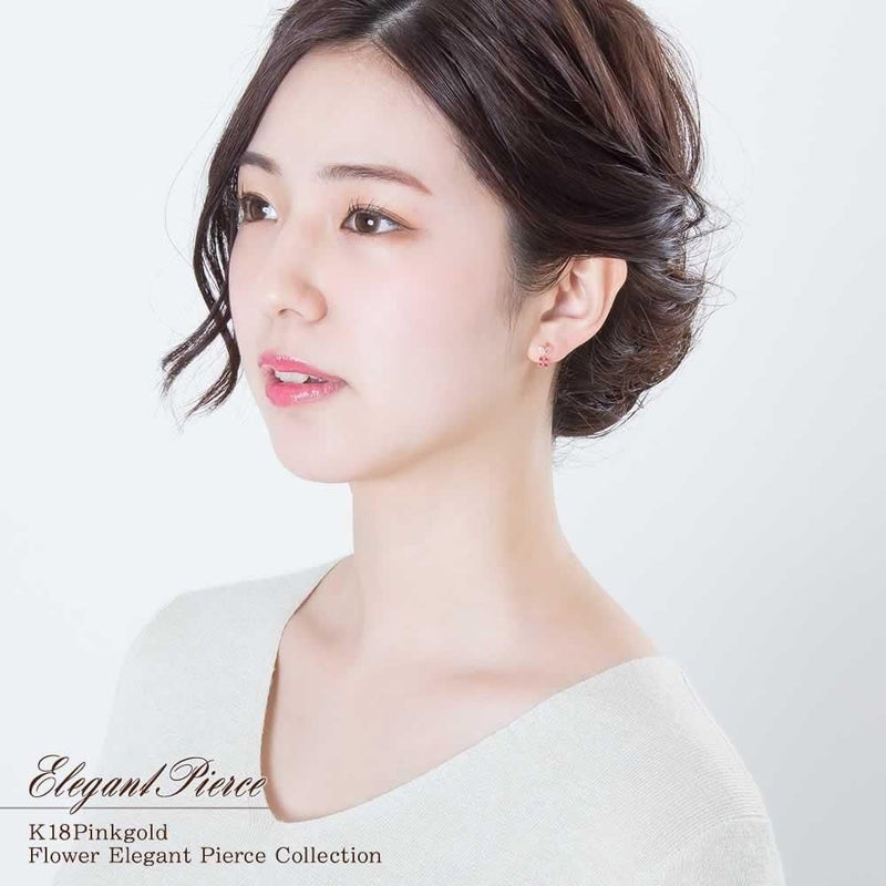 K18PG ルビー フラワーピアス_04