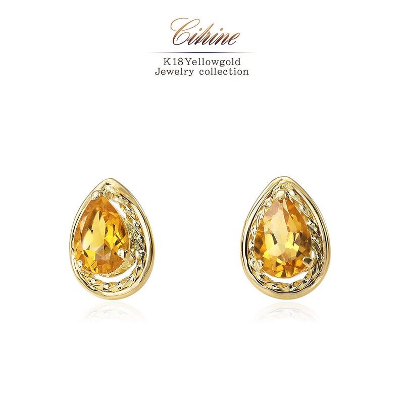 K18YG シトリン ピアス 11月誕生石_01