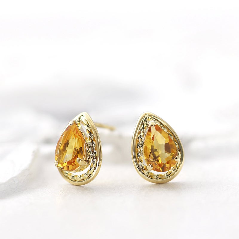 K18YG シトリン ピアス 11月誕生石_02