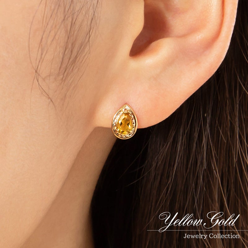 K18YG シトリン ピアス 11月誕生石_05