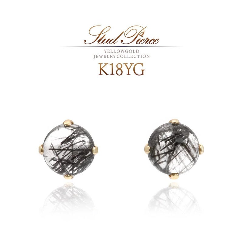 K18YG ブラックルチルクォーツ 約4mm ピアス_01