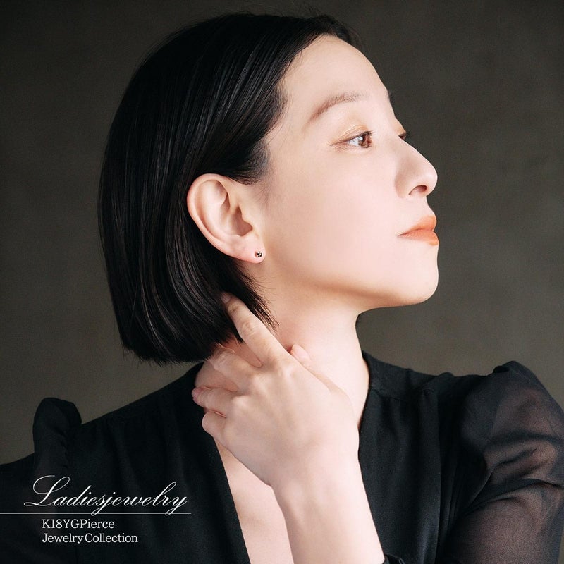 K18YG ブラックルチルクォーツ 約4mm ピアス_11