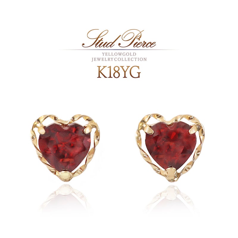 K18YG ガーネット ハートピアス_01