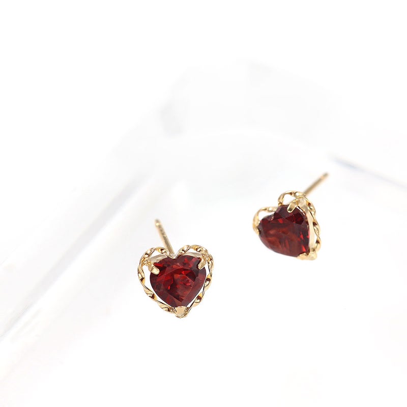 K18YG ガーネット ハートピアス_02