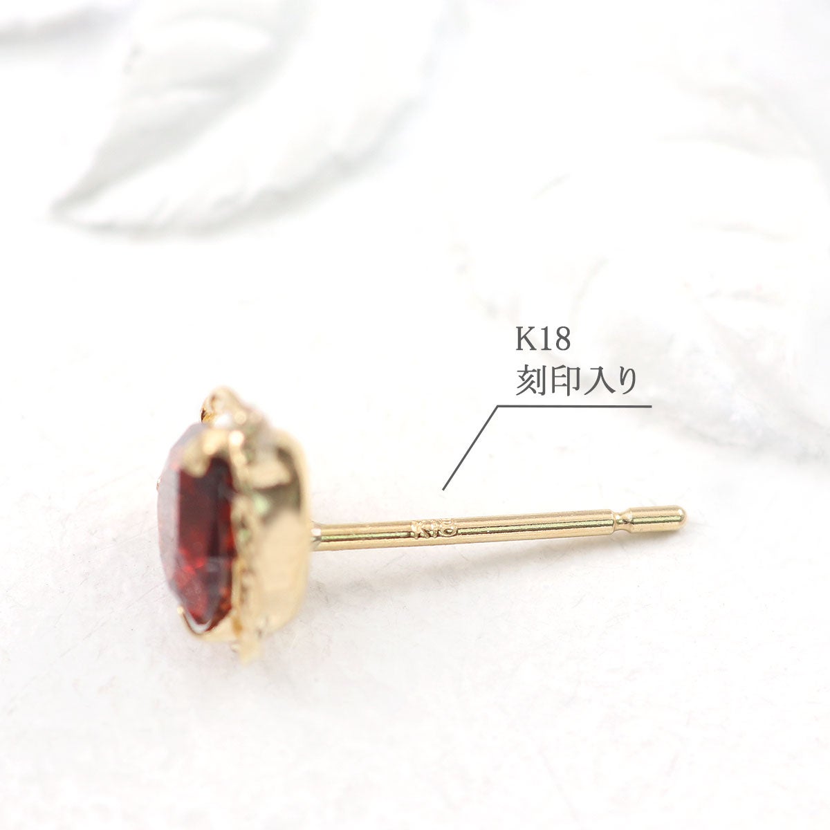K18YG ガーネット ハートピアス_05