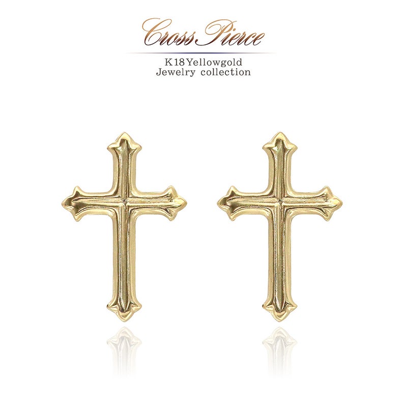 K18YG クロス ピアス_01