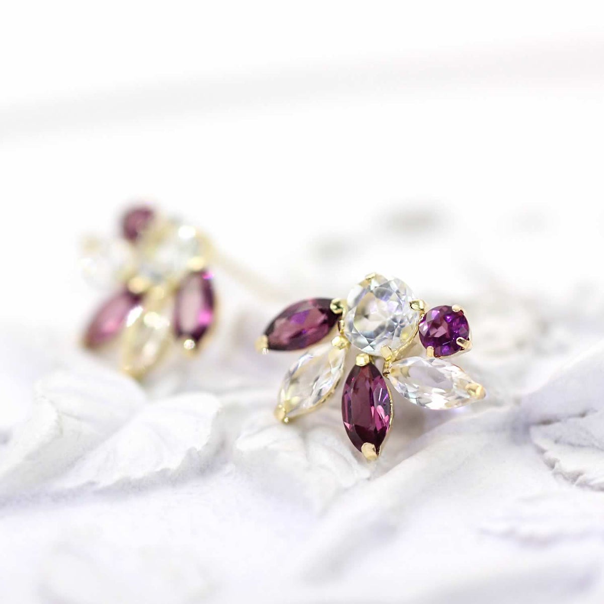 K18YG ロードライトガーネット＆ホワイトトパーズ ピアス_02