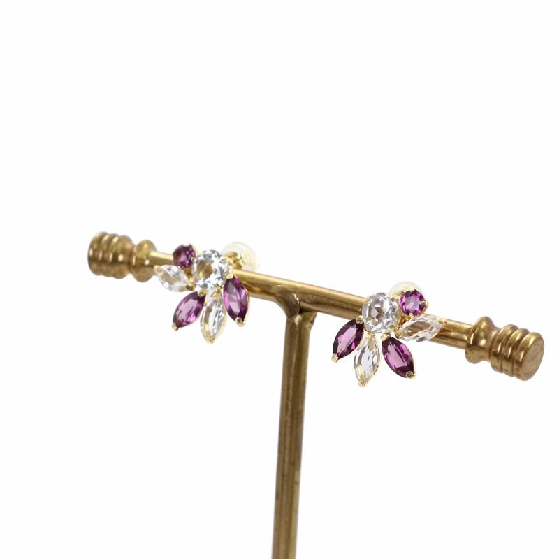 K18YG ロードライトガーネット＆ホワイトトパーズ ピアス_03