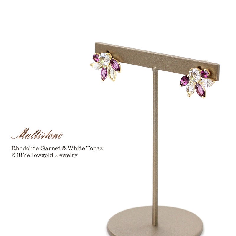 K18YG ロードライトガーネット＆ホワイトトパーズ ピアス_10