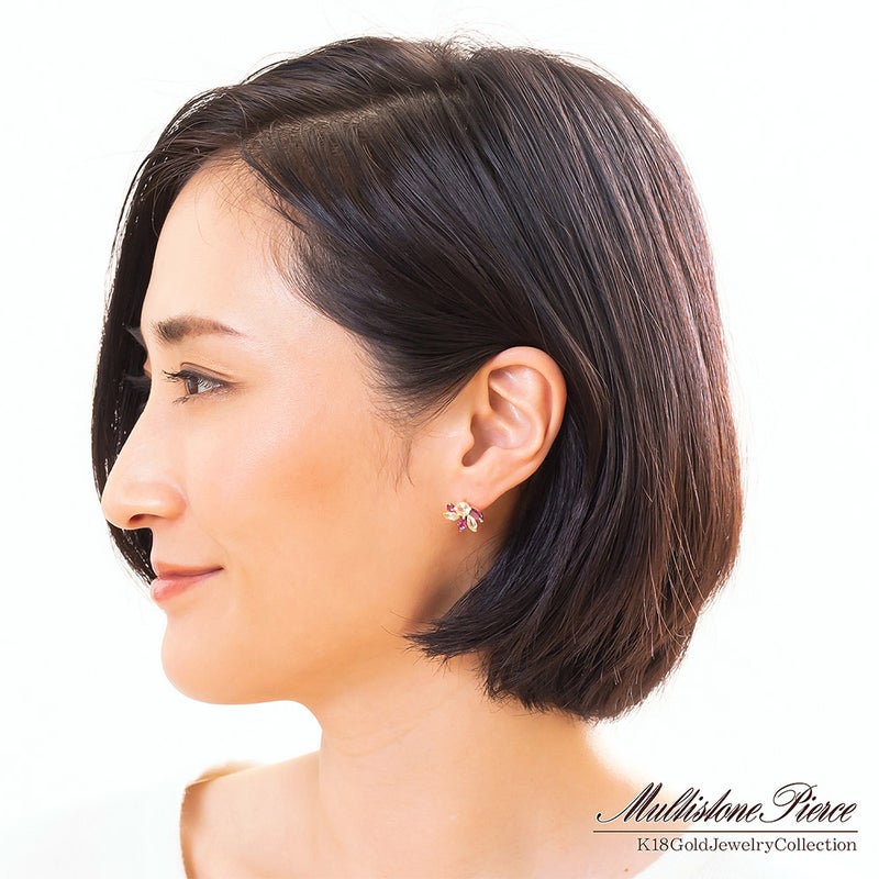 K18YG ロードライトガーネット＆ホワイトトパーズ ピアス_11