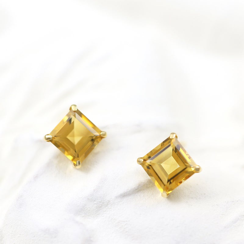 K18YG シトリン ひし形ピアス 11月誕生石_02