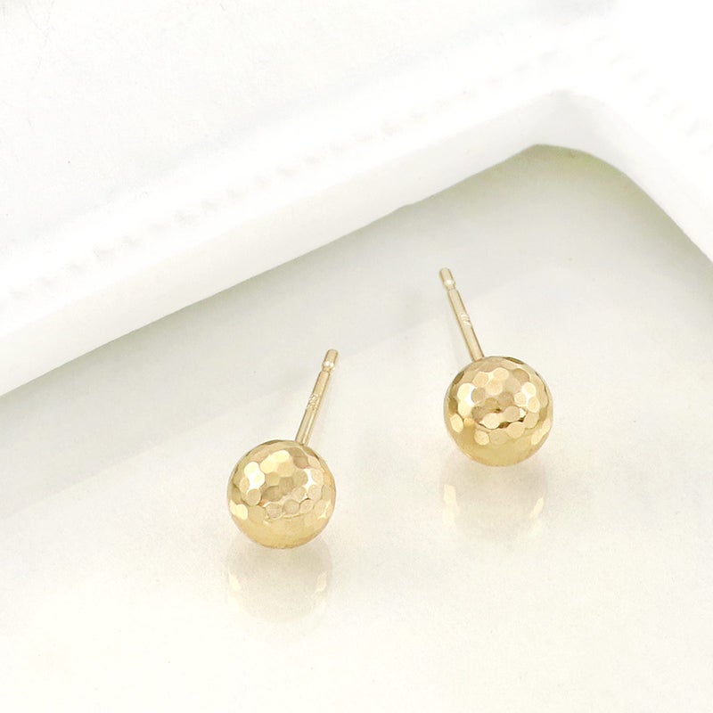 K18YG 丸玉 ミラーボールピアス_02