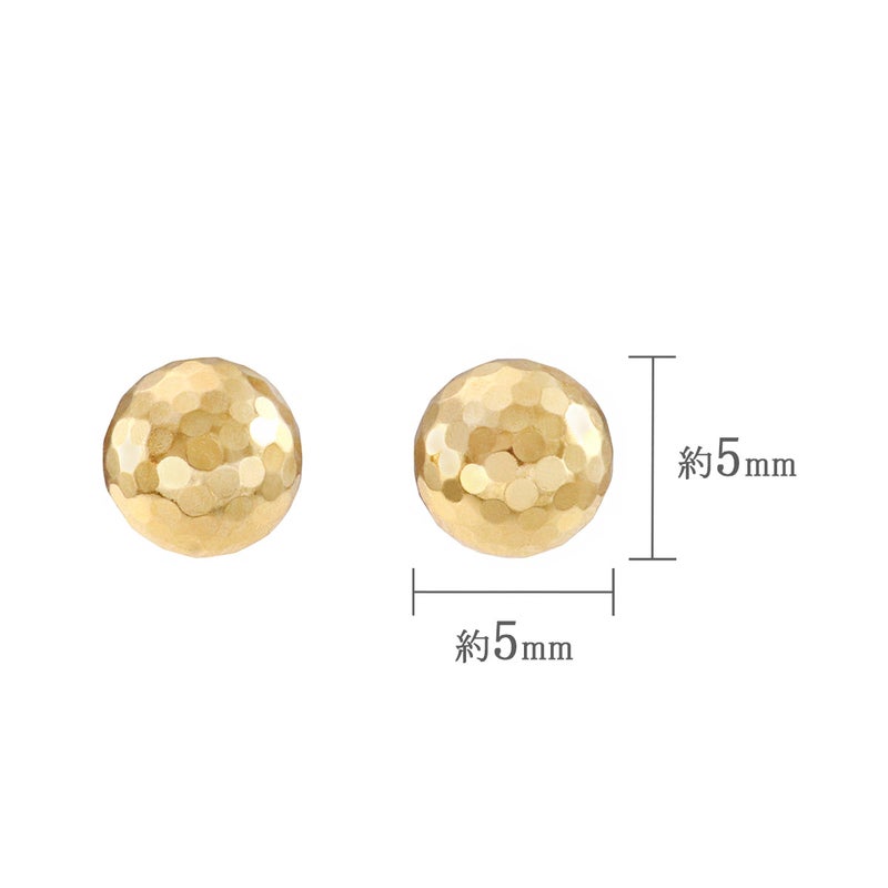 K18YG 丸玉 ミラーボールピアス_04