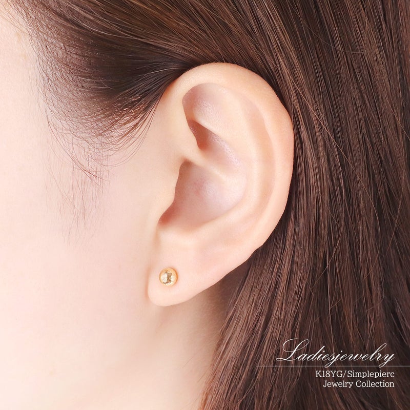 K18YG 丸玉 ミラーボールピアス_10