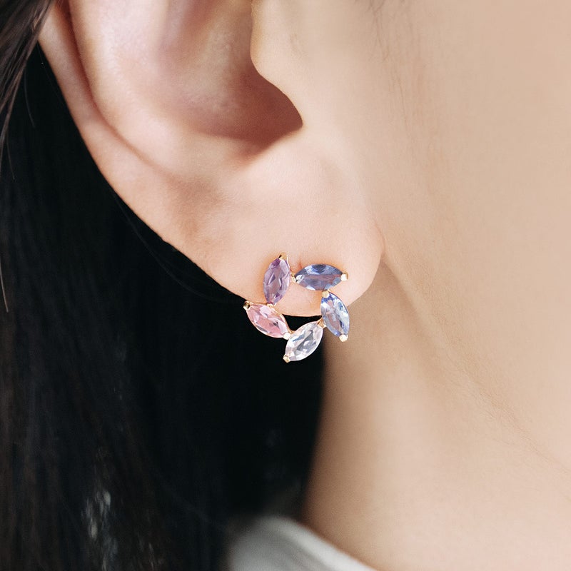 K18YG マルチストーン ピアス_05