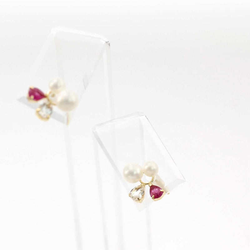 K18YG ルビー&ホワイトトパーズ&あこや真珠 ピアス_03