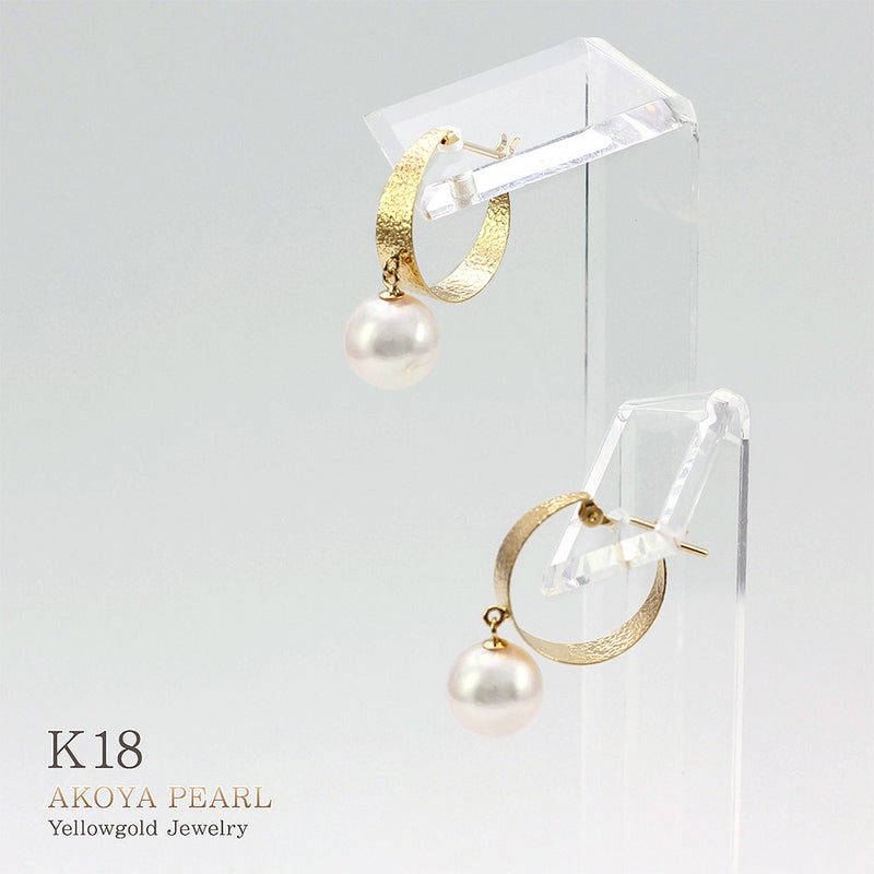 K18YG アコヤ真珠 フープピアス_09