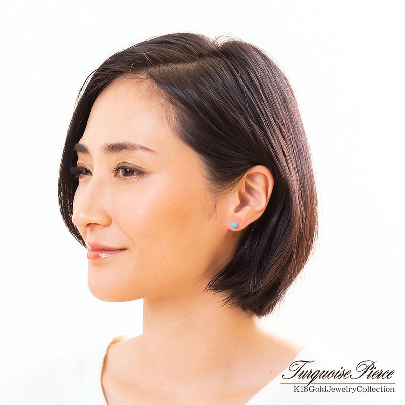 K18YG ターコイズ (トルコ石) ピアス_10