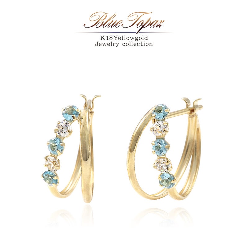 K18YG ブルートパーズ フープピアス 11月誕生石_01