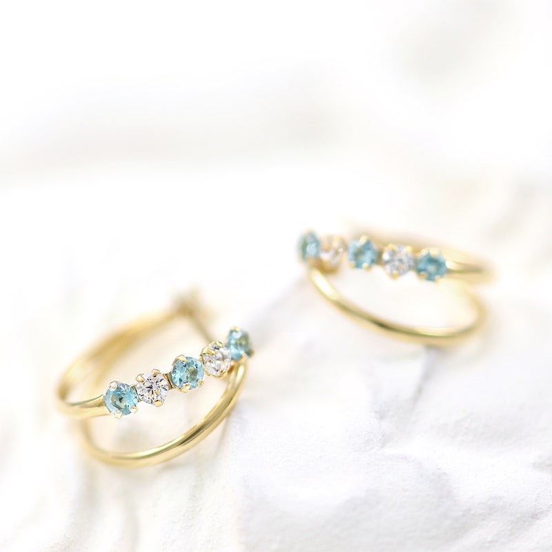 K18YG ブルートパーズ フープピアス 11月誕生石_02