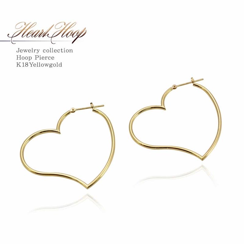 K18YG ハートモチーフ フープピアス_01