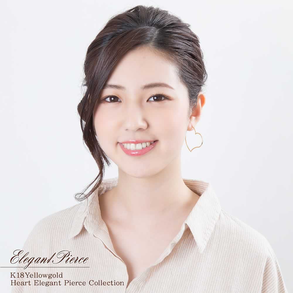 K18YG ハートモチーフ フープピアス_04