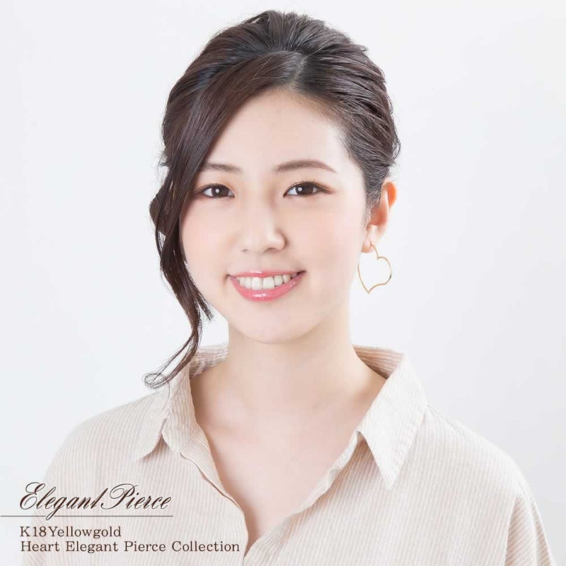 K18YG ハートモチーフ フープピアス_04