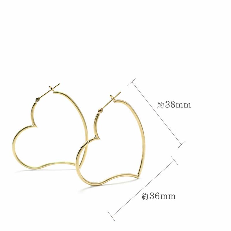 K18YG ハートモチーフ フープピアス_05