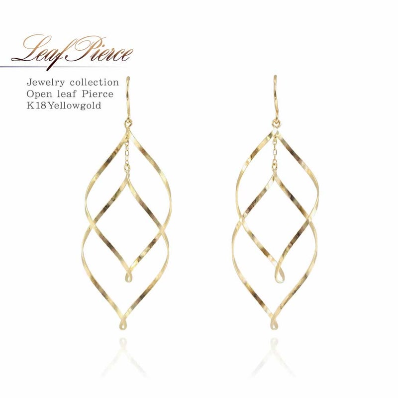 K18YG オープンリーフ ピアス_01