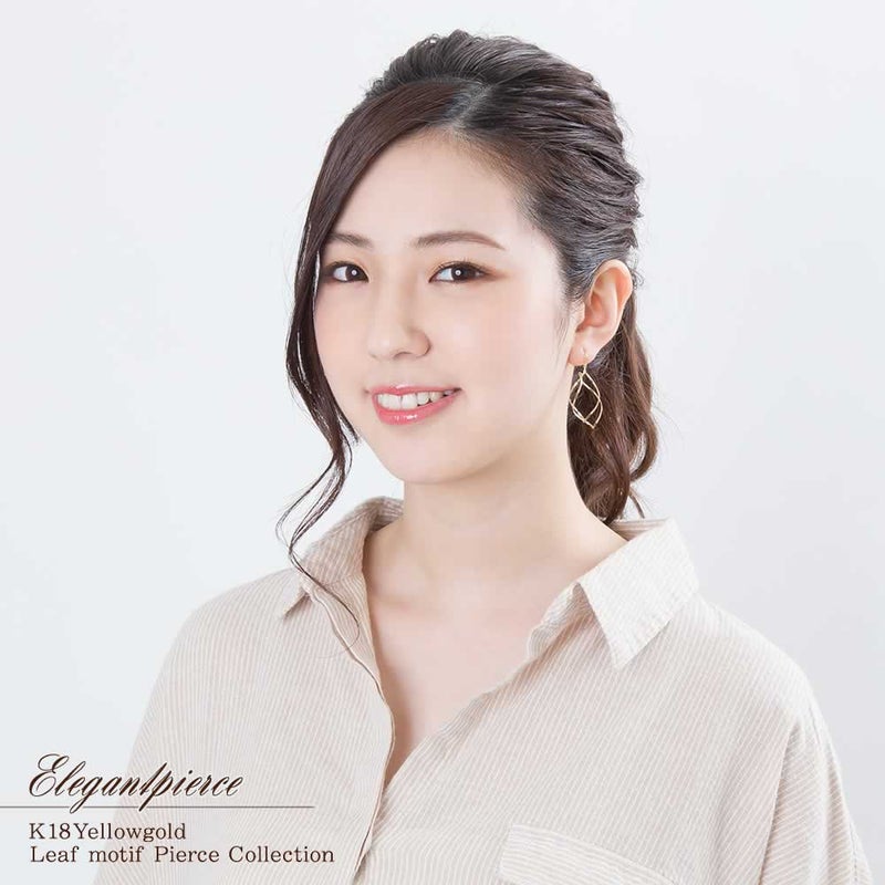 K18YG オープンリーフ ピアス_04