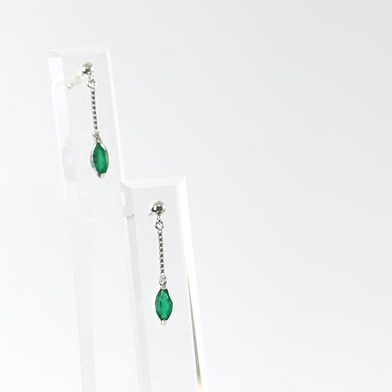 K18WG エメラルド＆ダイヤモンド ピアス_10