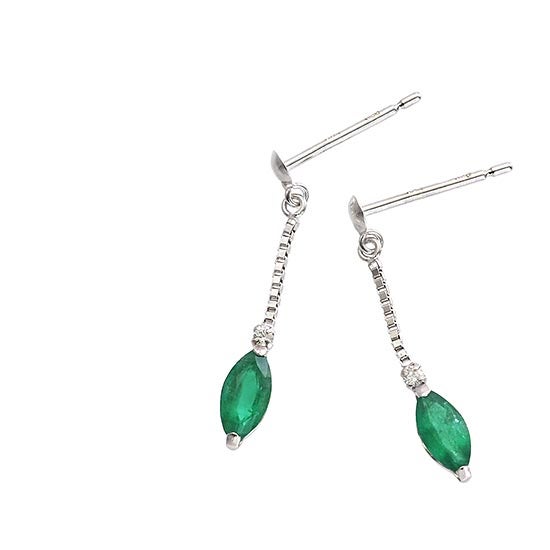 K18WG エメラルド＆ダイヤモンド ピアス_11