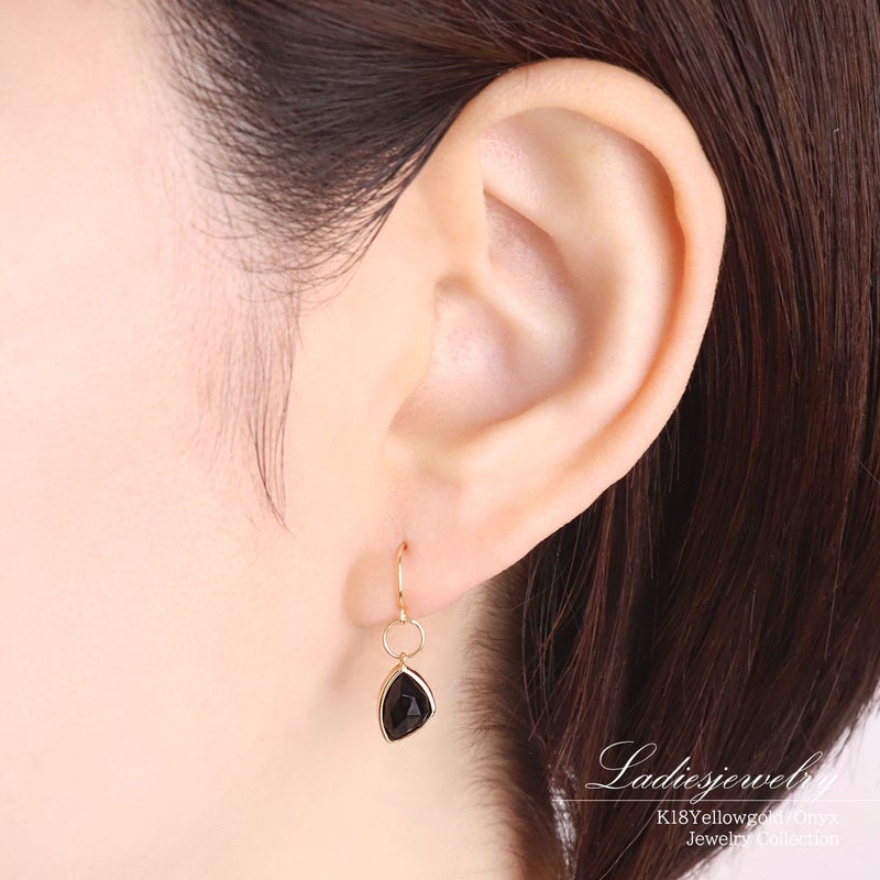 K18YG オニキス フックピアス_10