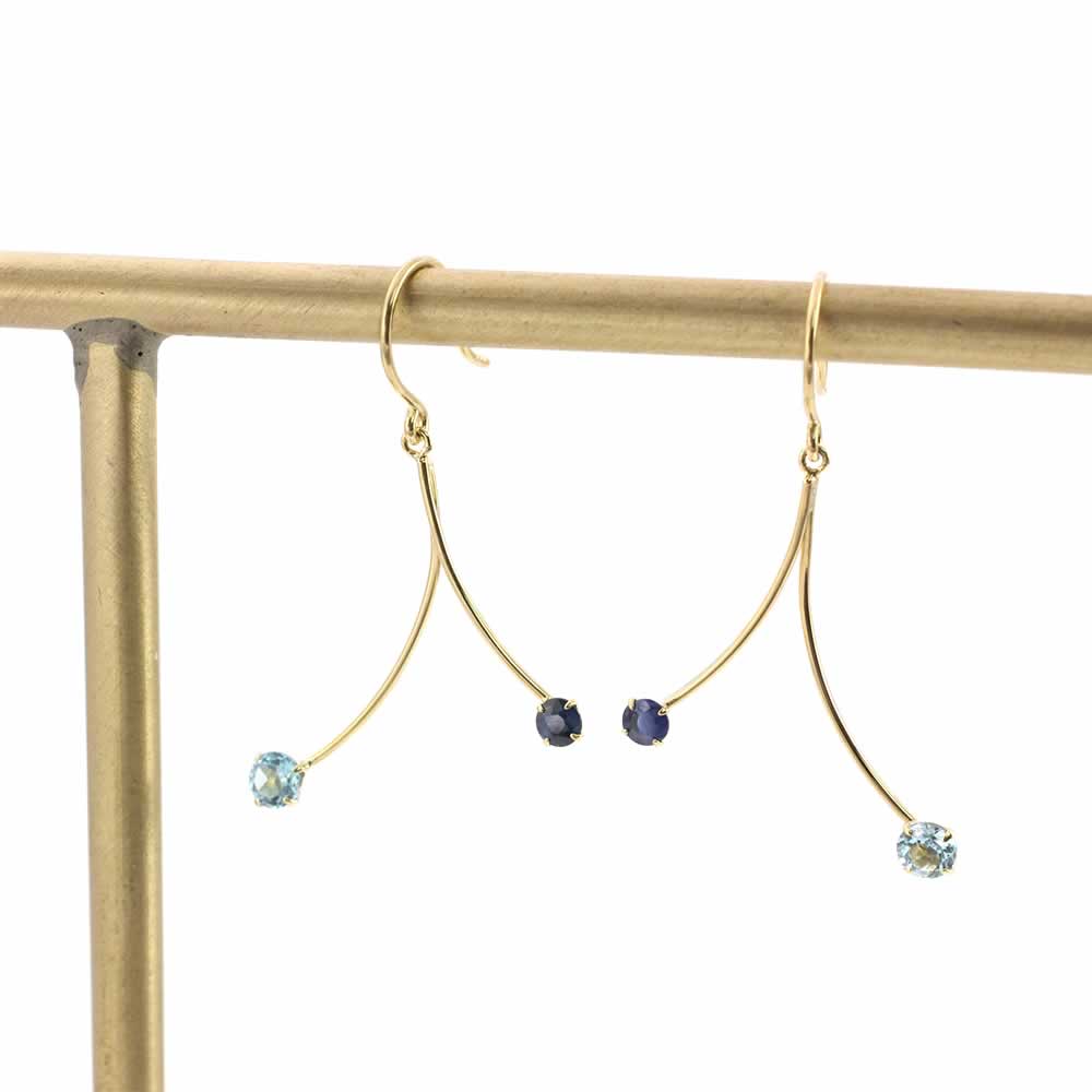K18YG サファイア＆ブルートパーズ ピアス 9月誕生石_02