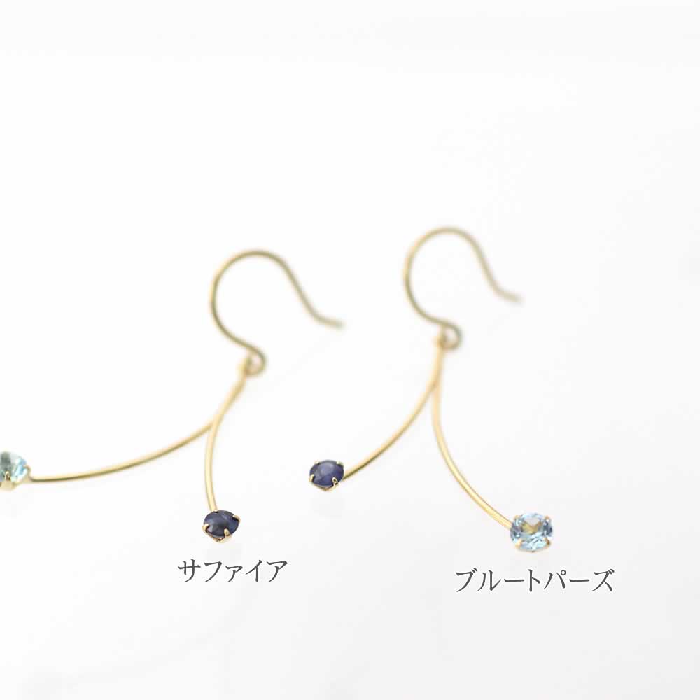 K18YG サファイア＆ブルートパーズ ピアス 9月誕生石_03