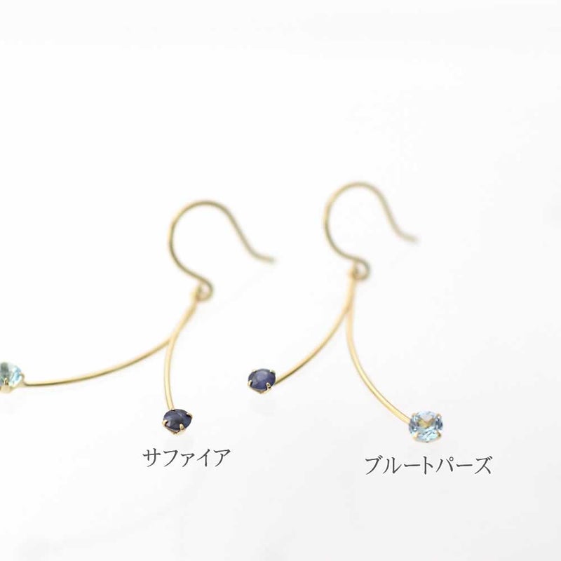 K18YG サファイア＆ブルートパーズ ピアス 9月誕生石_03