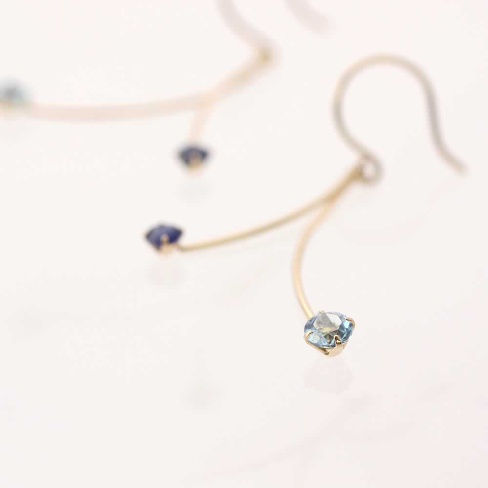 K18YG サファイア＆ブルートパーズ ピアス 9月誕生石_04