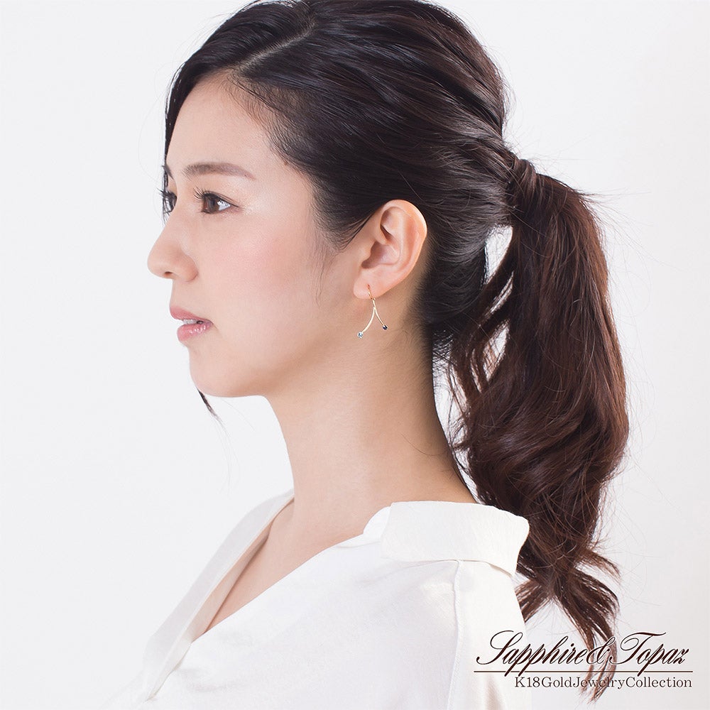 K18YG サファイア＆ブルートパーズ ピアス 9月誕生石_05