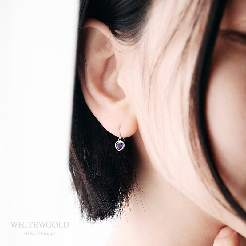 K18WG アメジスト ハート フックピアス_05