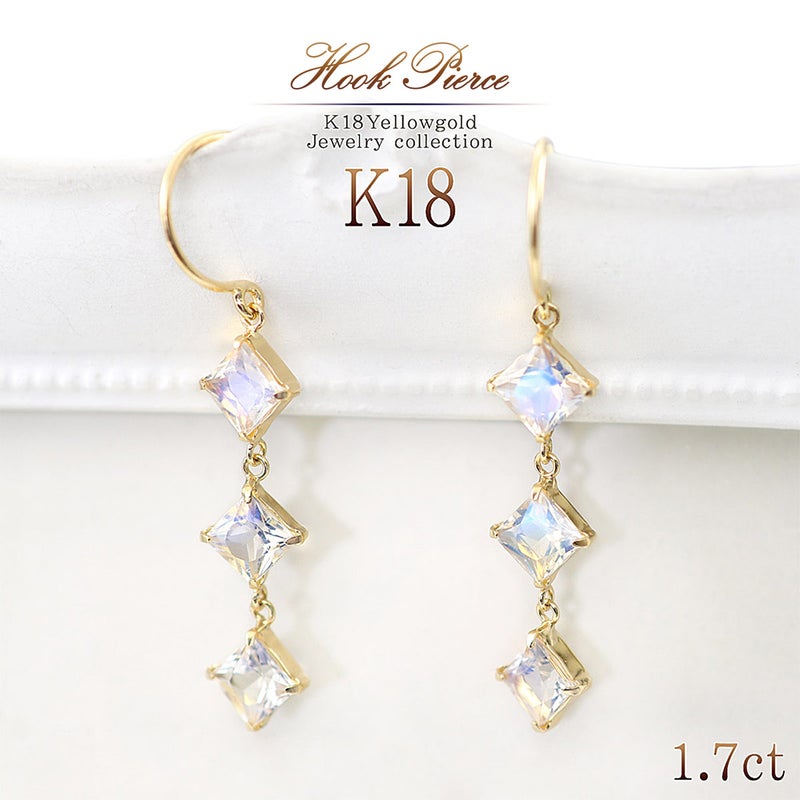 K18YG ブルームーンストーン フックピアス_01
